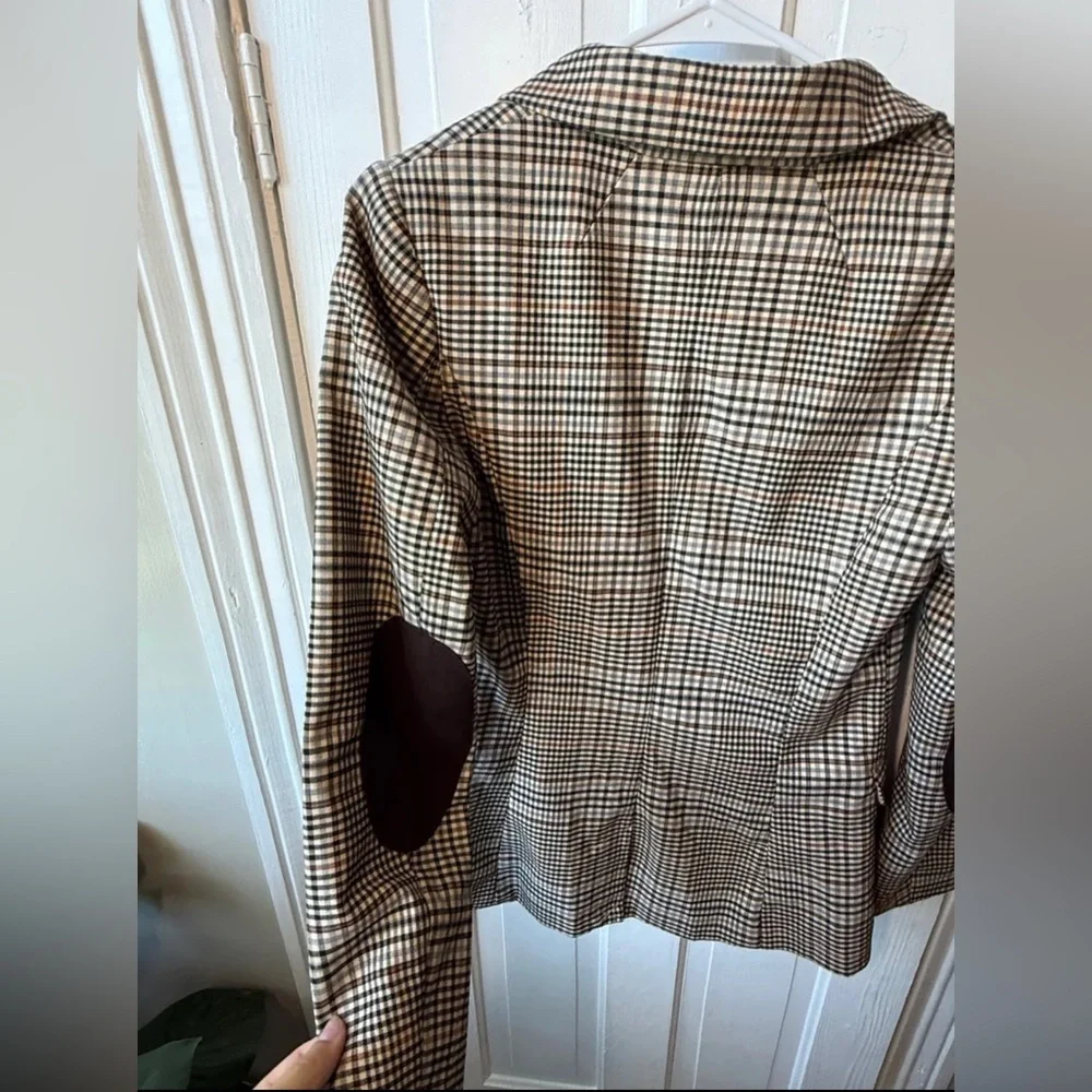 H&M Women's Plaid Blazer - Brown and Cream Size 8 (Medium) - Picture 6 of 9